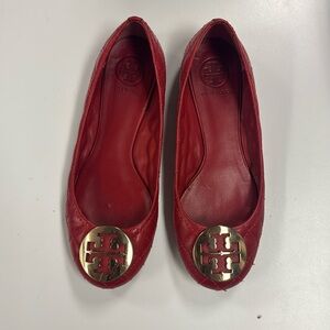 Tory Burch Reva Red Ballet Flats, size 7. Used but have tons of life left.